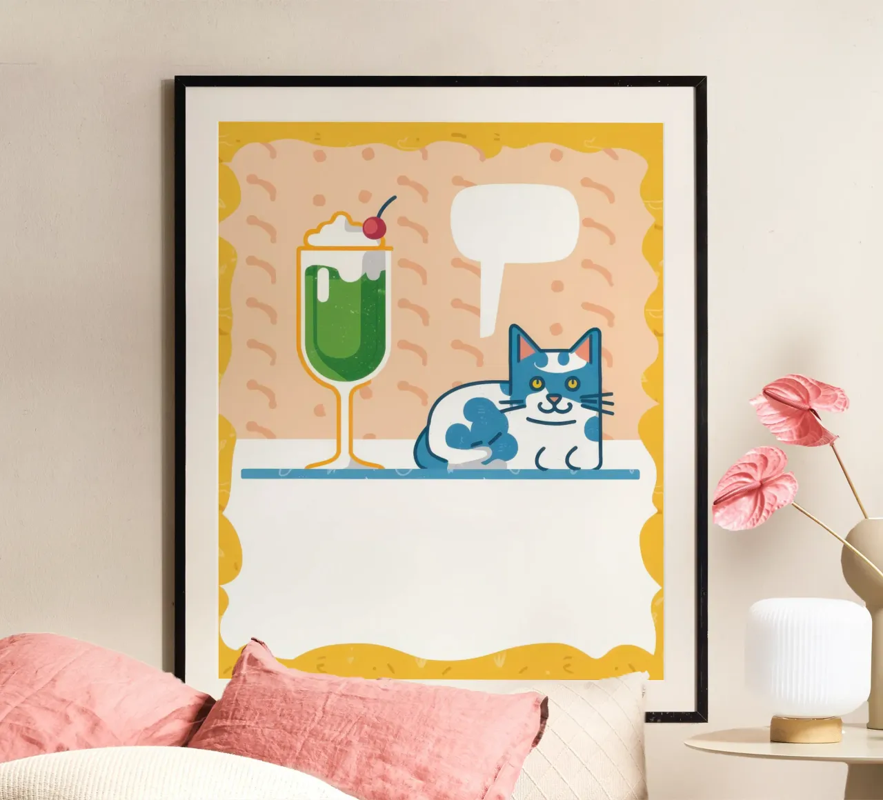 Gatto freddo Matcha poster con telaio in plastica da Enter Bloom