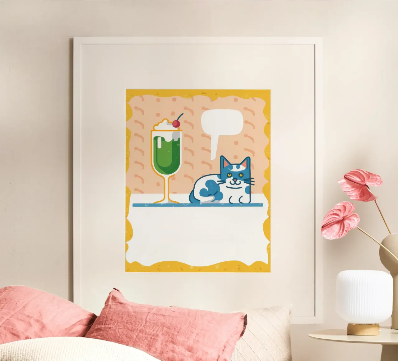 Gatto freddo Matcha poster con telaio in plastica da Enter Bloom