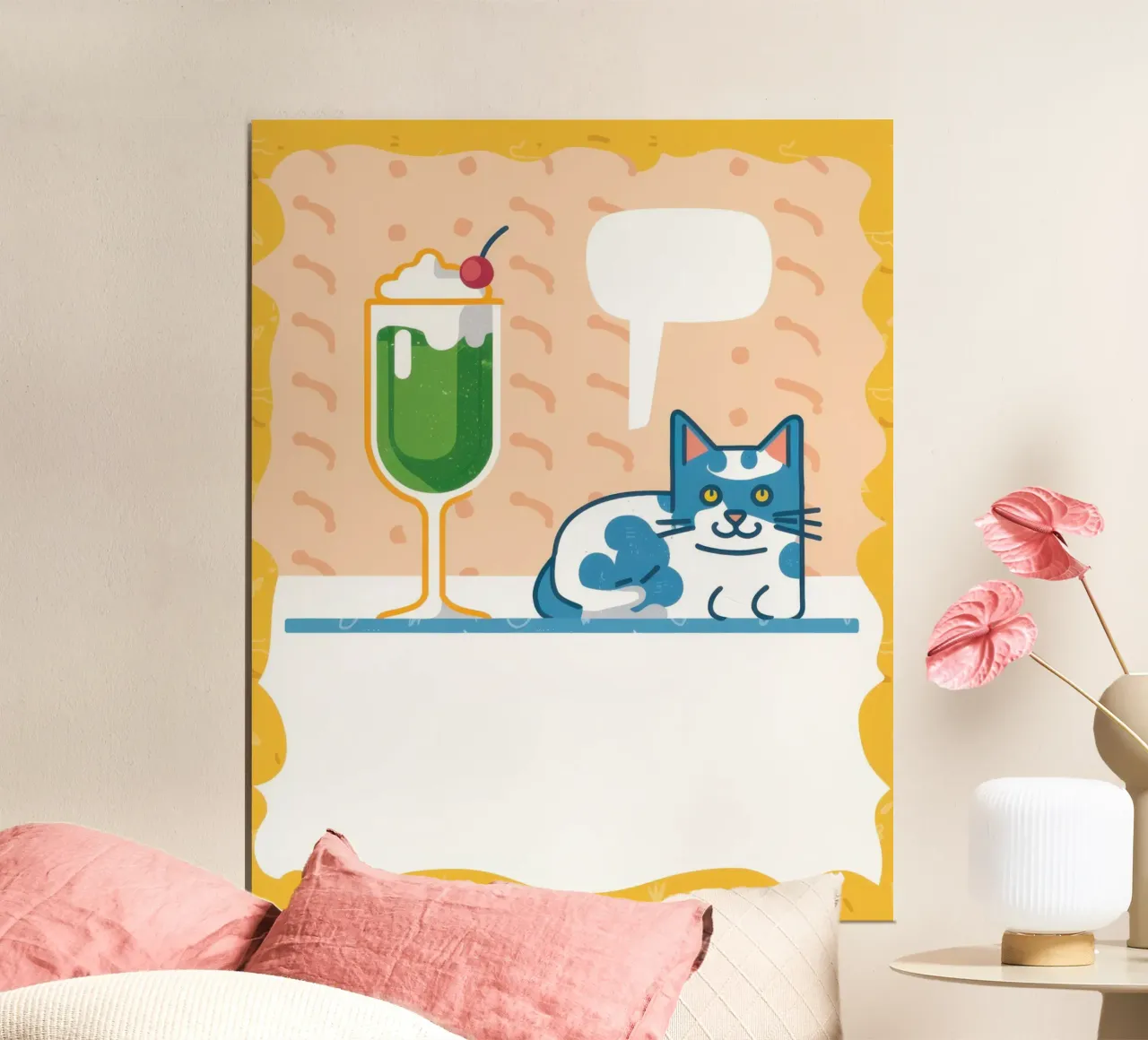 Gatto freddo Matcha poster con telaio in plastica da Enter Bloom
