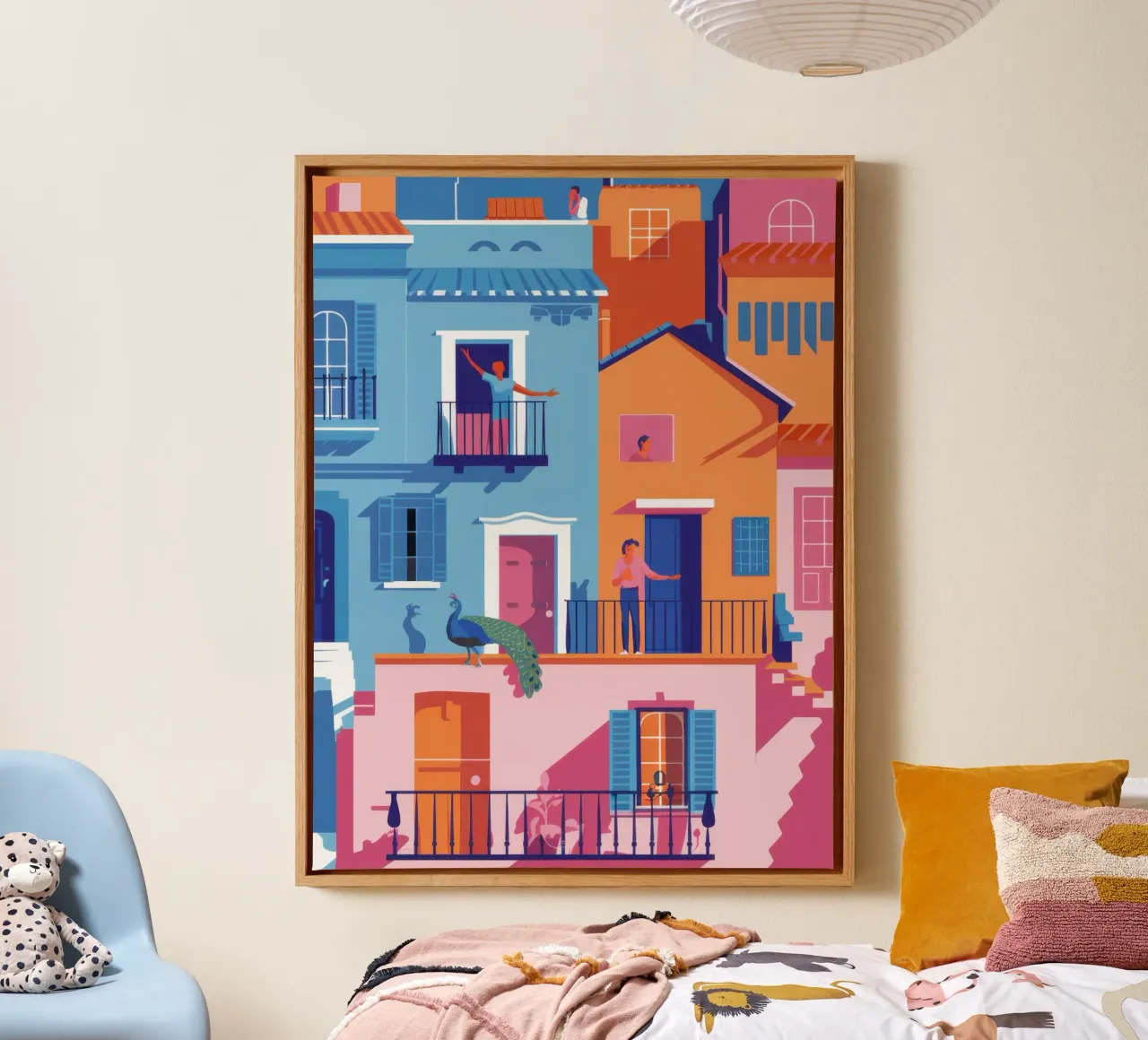 Balconies of Color canvas with Floater frame by Wish Studio
