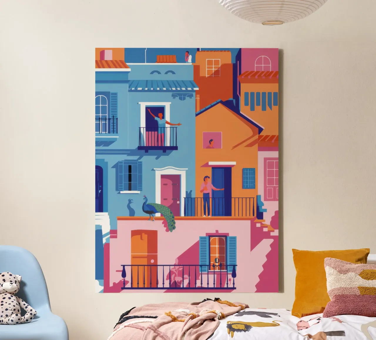 Balconies of Color canvas with Floater frame by Wish Studio