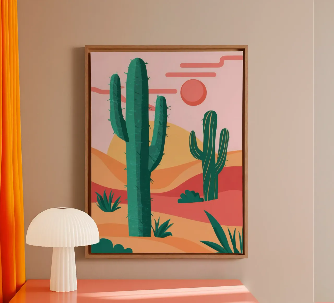 Vibrant Desert Scape canvas with Floater frame by Moon Revolver
