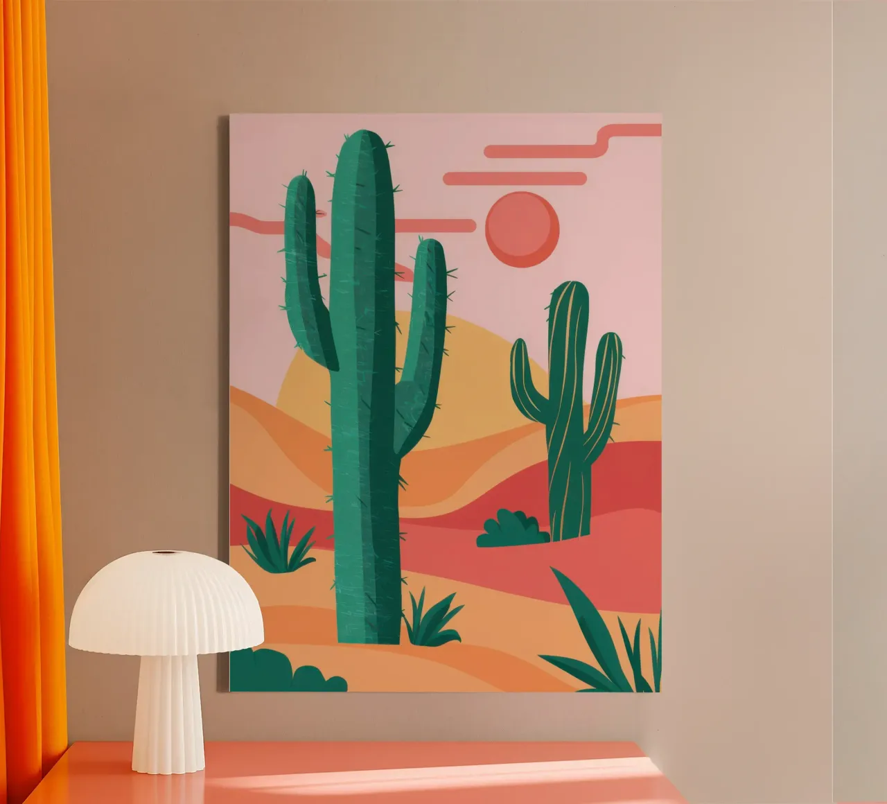 Vibrant Desert Scape canvas with Floater frame by Moon Revolver