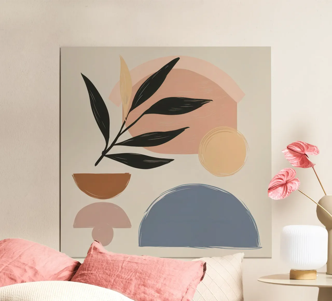Forme di terra equilibrate poster con telaio in alluminio da Enter Bloom