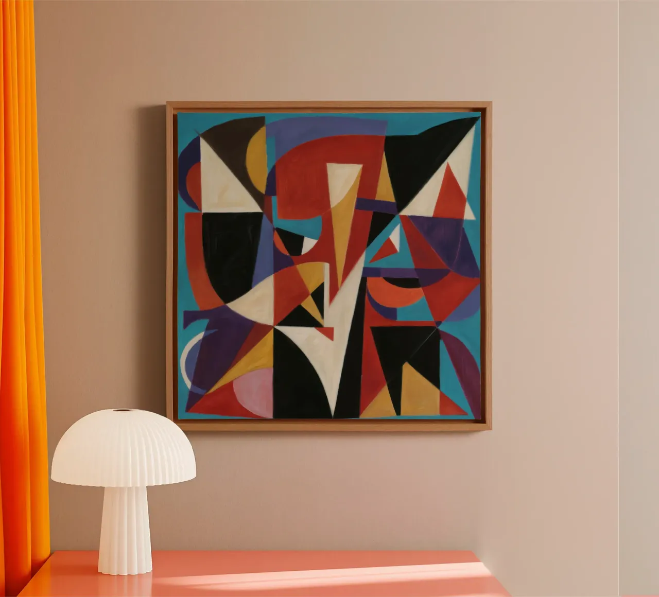 Conflitto cubista cremisi tela con Cornice a cassetta da Sure Paint
