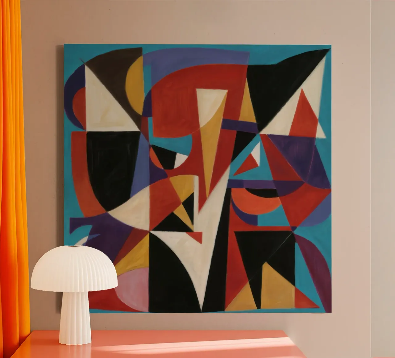 Conflitto cubista cremisi tela con Cornice a cassetta da Sure Paint