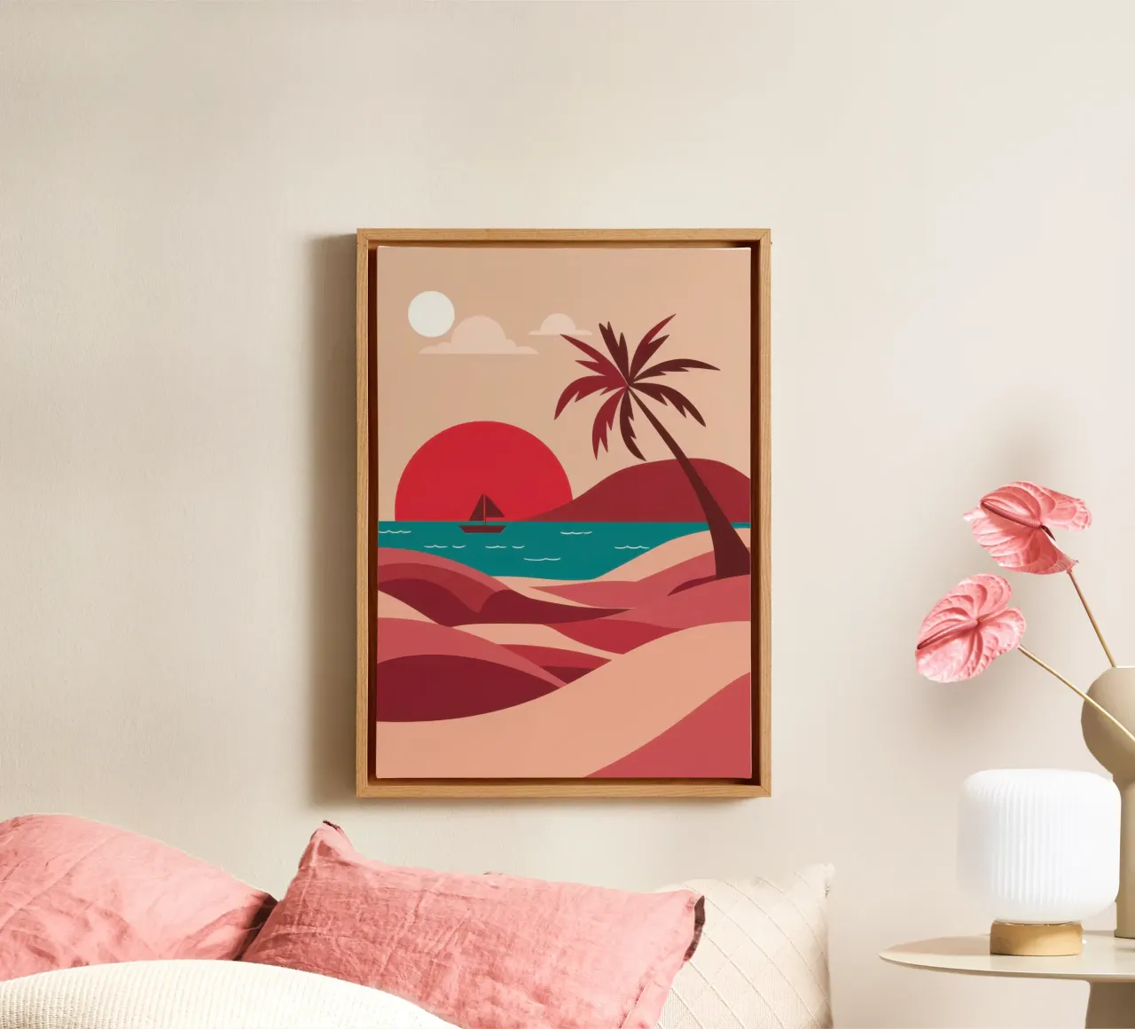 Mare solare minimalista tela con Cornice a cassetta da Sure Paint