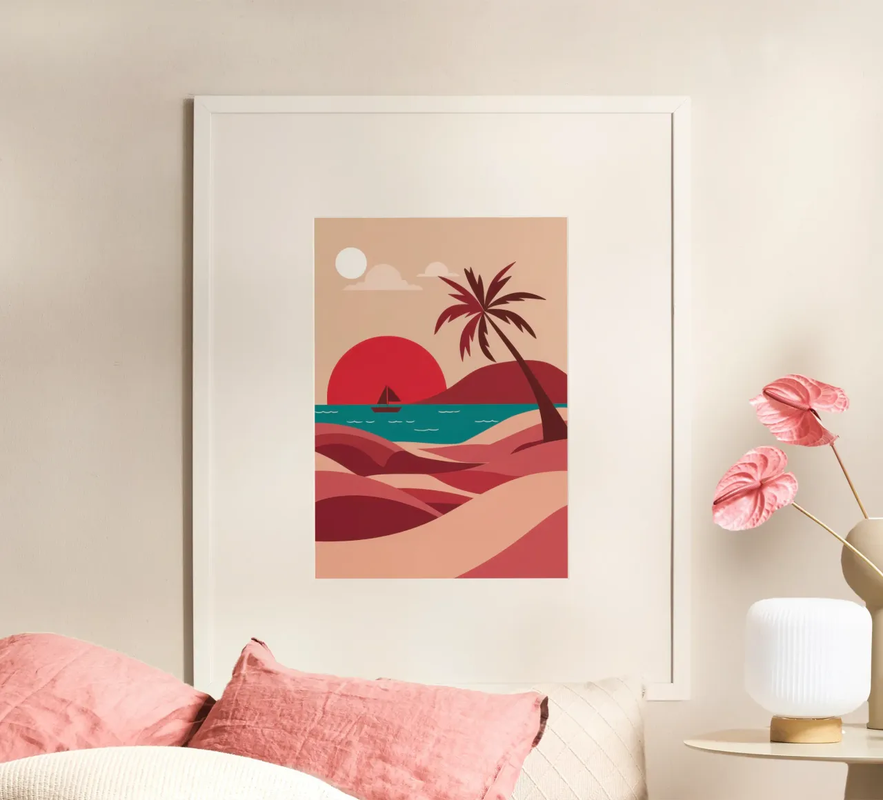 Mare solare minimalista poster con telaio in alluminio da Sure Paint