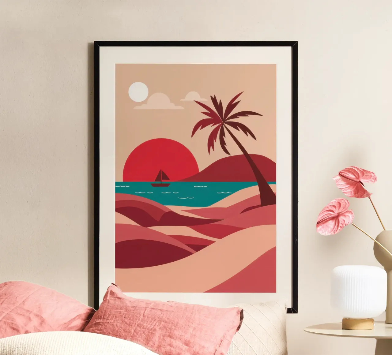 Mare solare minimalista poster con telaio in alluminio da Sure Paint