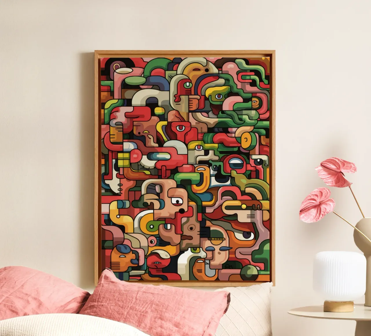 Intricate Abstract Labyrinth canvas with Floater frame by Moon Revolver