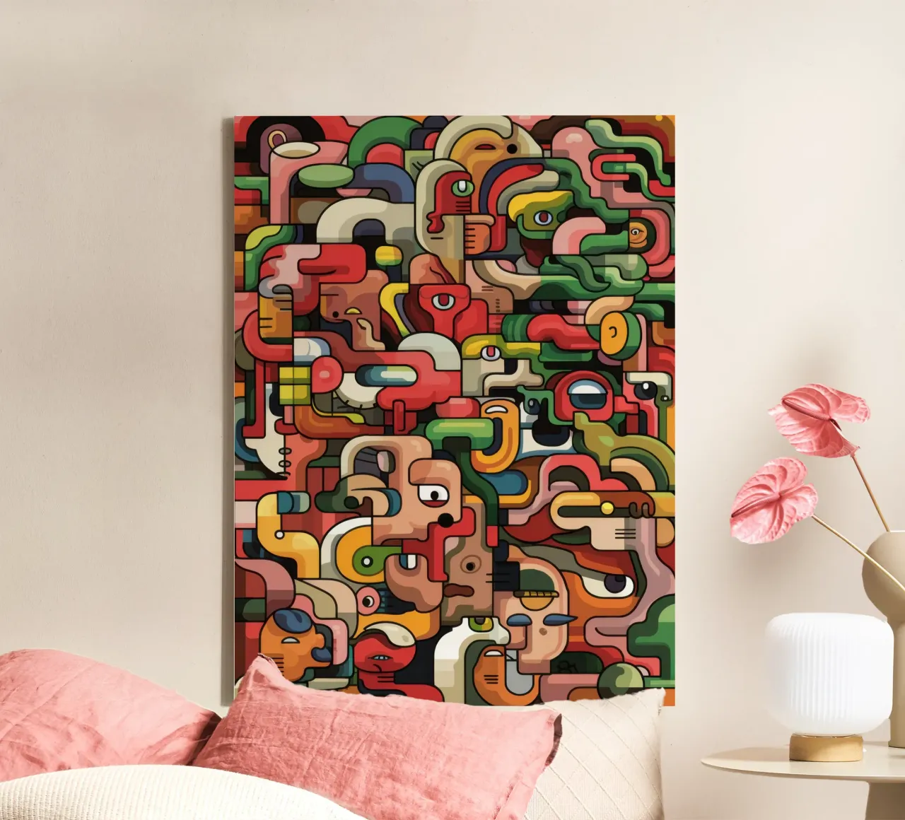 Intricate Abstract Labyrinth canvas with Floater frame by Moon Revolver