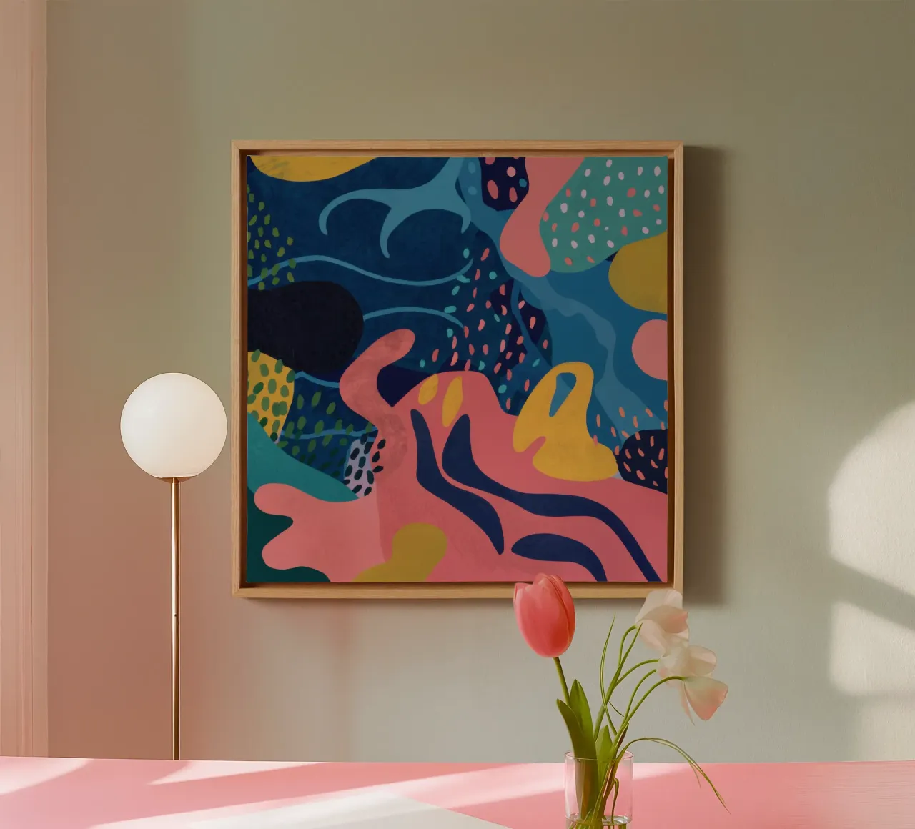 Waterige Abstracte Stroming canvas met Baklijst van Enter Bloom