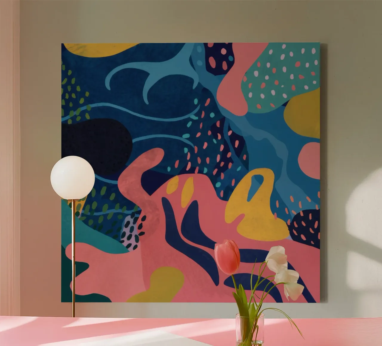 Waterige Abstracte Stroming canvas met Baklijst van Enter Bloom