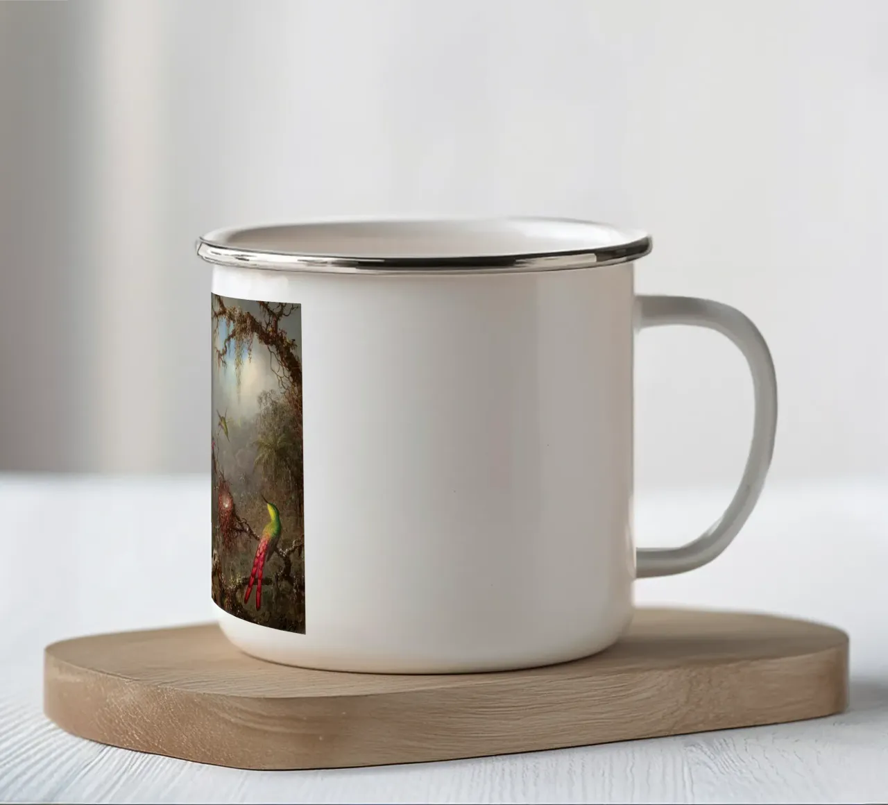 Cattleya Orchid and Three Hummingbirds tazza in smalto da apoloprints