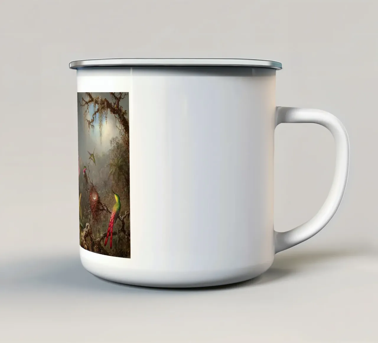 Cattleya Orchid and Three Hummingbirds tazza in smalto da apoloprints