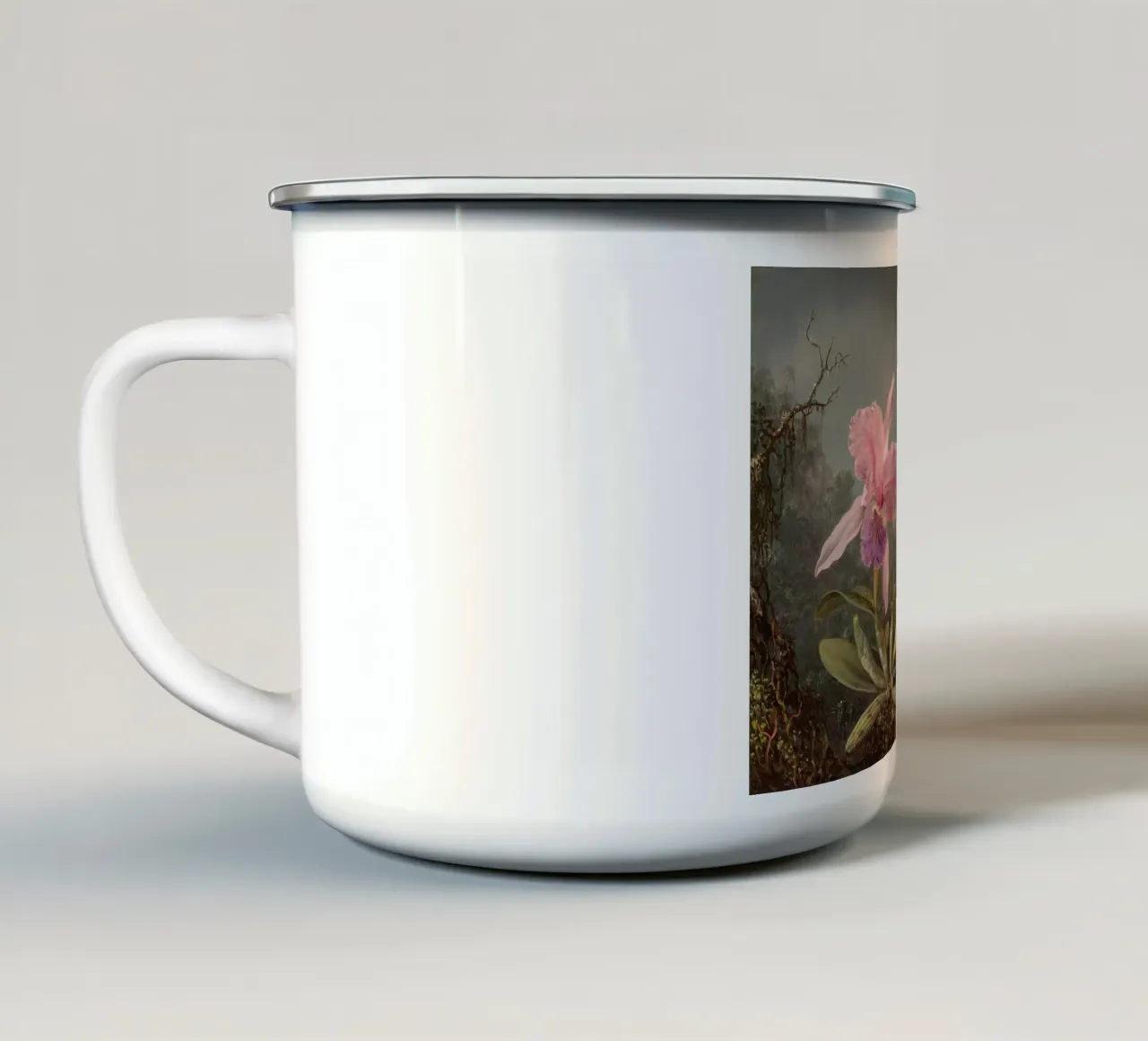 Cattleya Orchid and Three Hummingbirds tazza in smalto da apoloprints