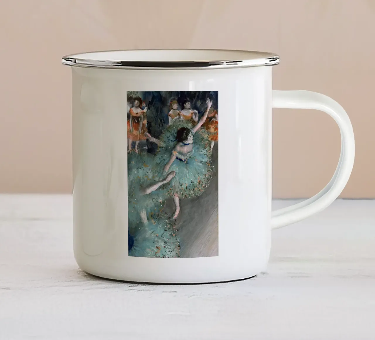 Dancer in Green - Edgar Degas tazza in smalto da apoloprints