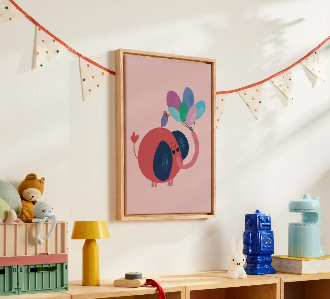 Amici dei palloncini - Rosa tenue tela con Cornice a cassetta da hej malu