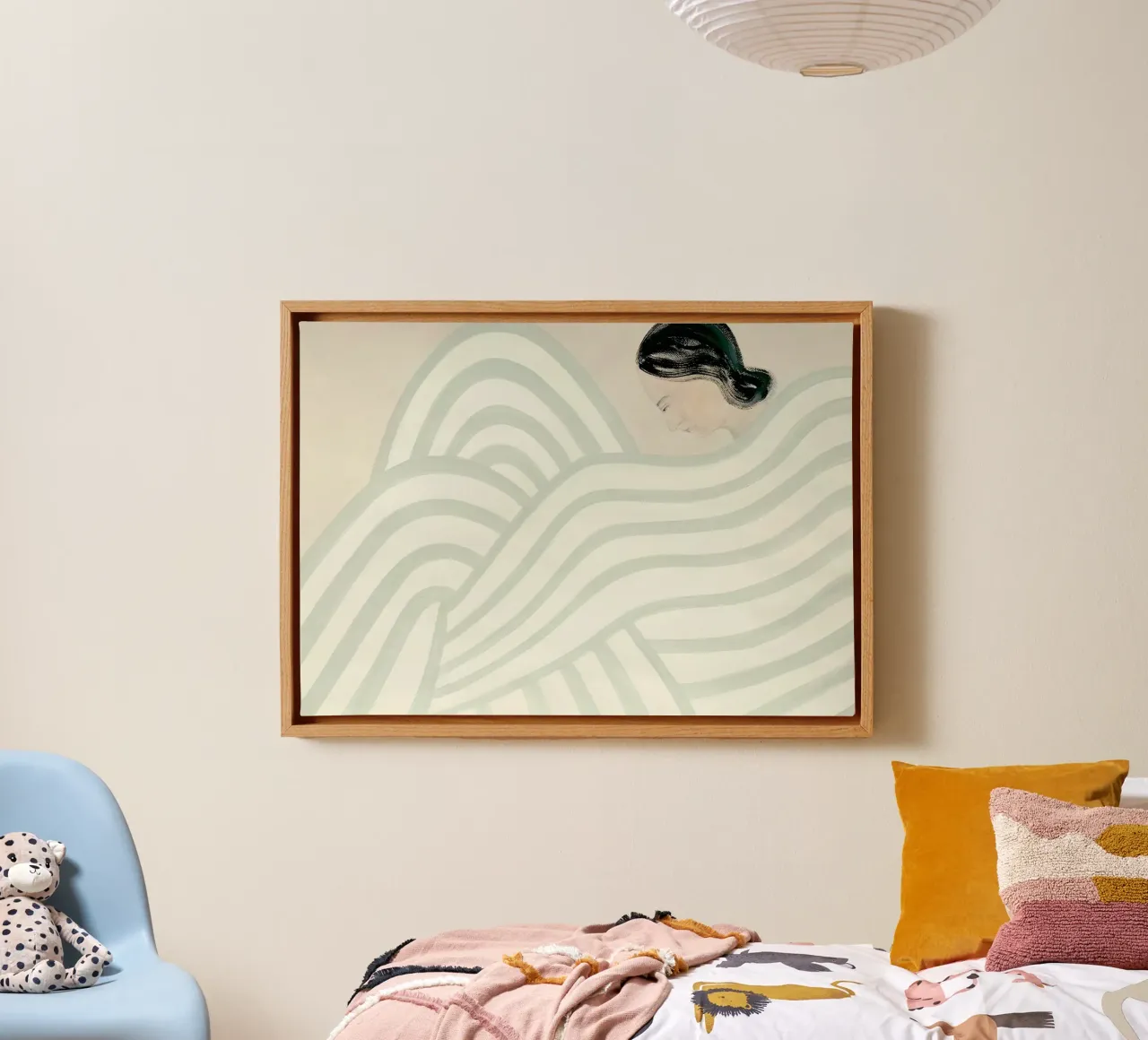 Lichtgroene golven canvas met Baklijst van Serrano Shop