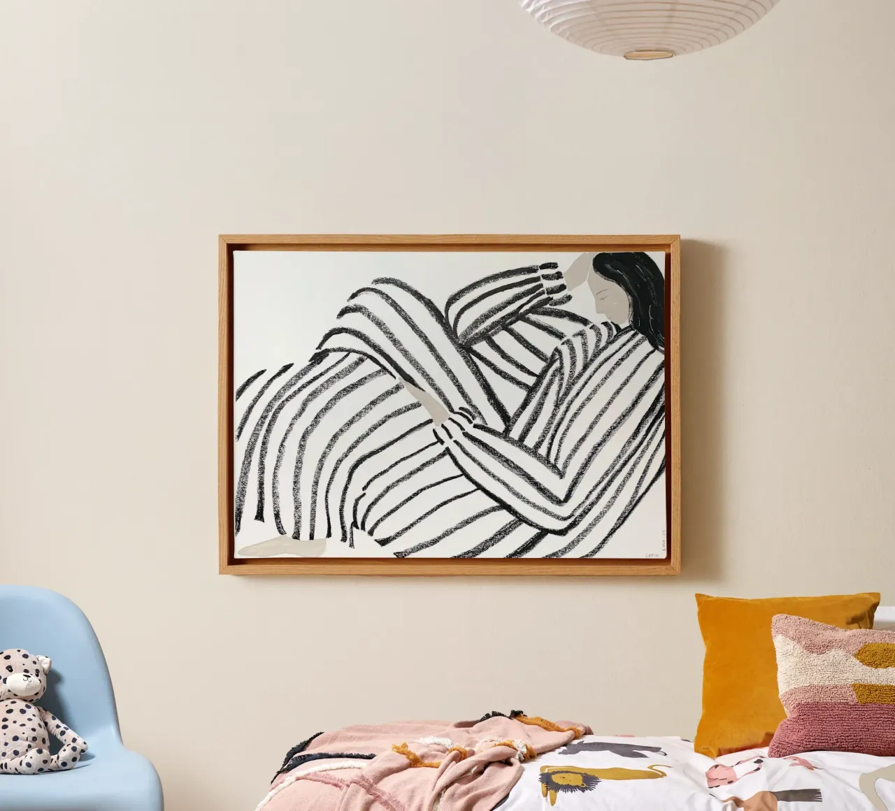 Sad Stripped lienzo con Marco flotante de Serrano Shop