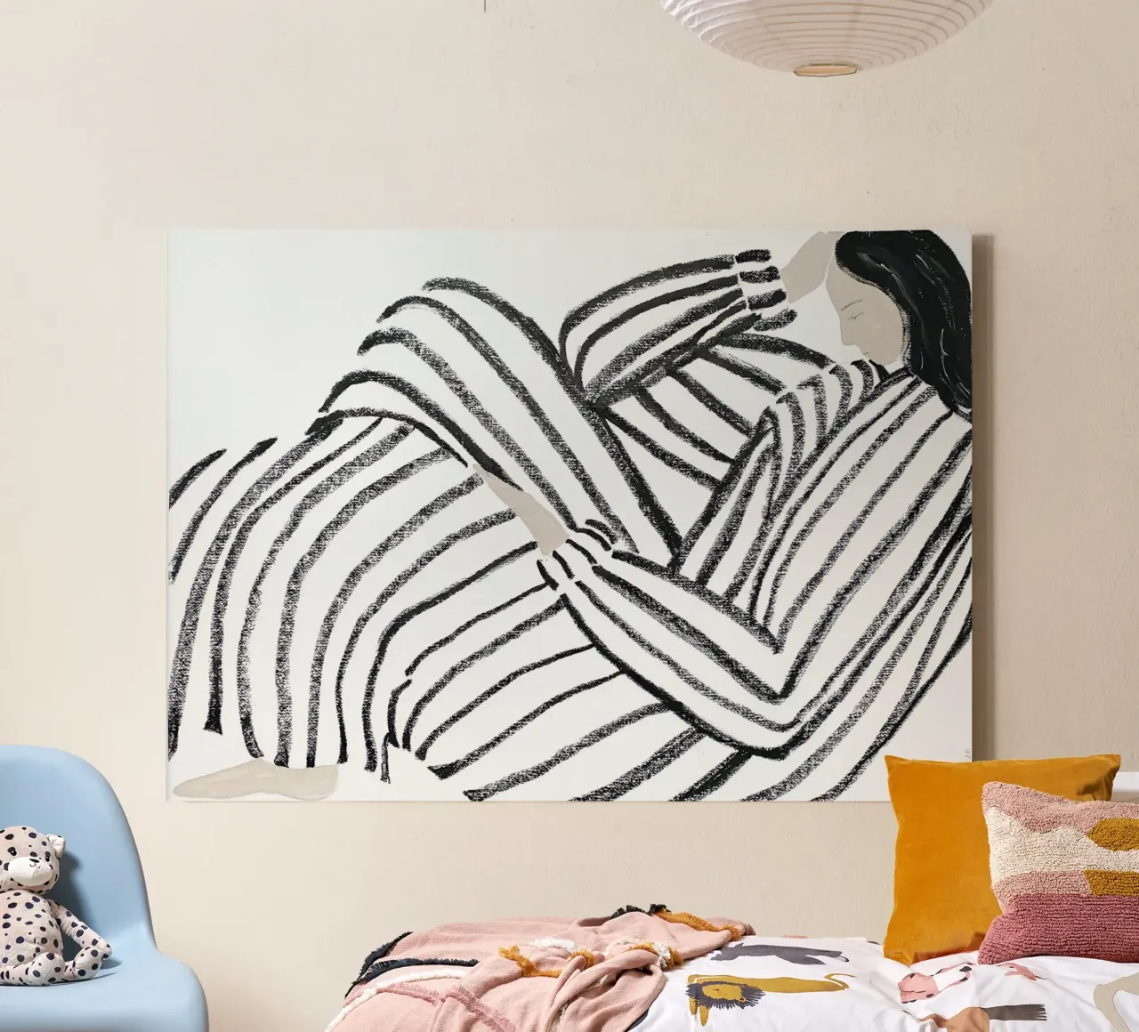 Sad Stripped lienzo con Marco flotante de Serrano Shop