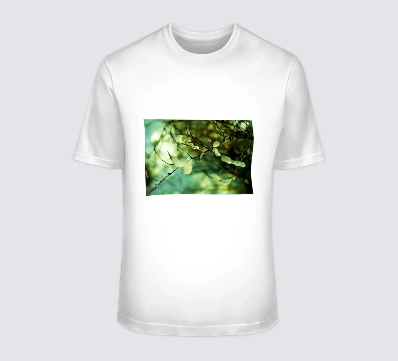 Smaragdgrüne Eistropfen auf winterlichen Zweigen - Fine Art Print T-Shirt von jay