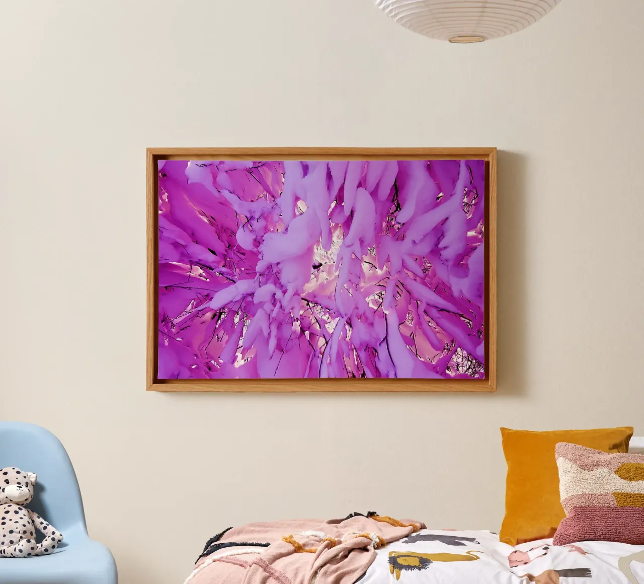 Cotton Candy Winter Trees – Fine Art Photography Print canvas with Floater frame by jay