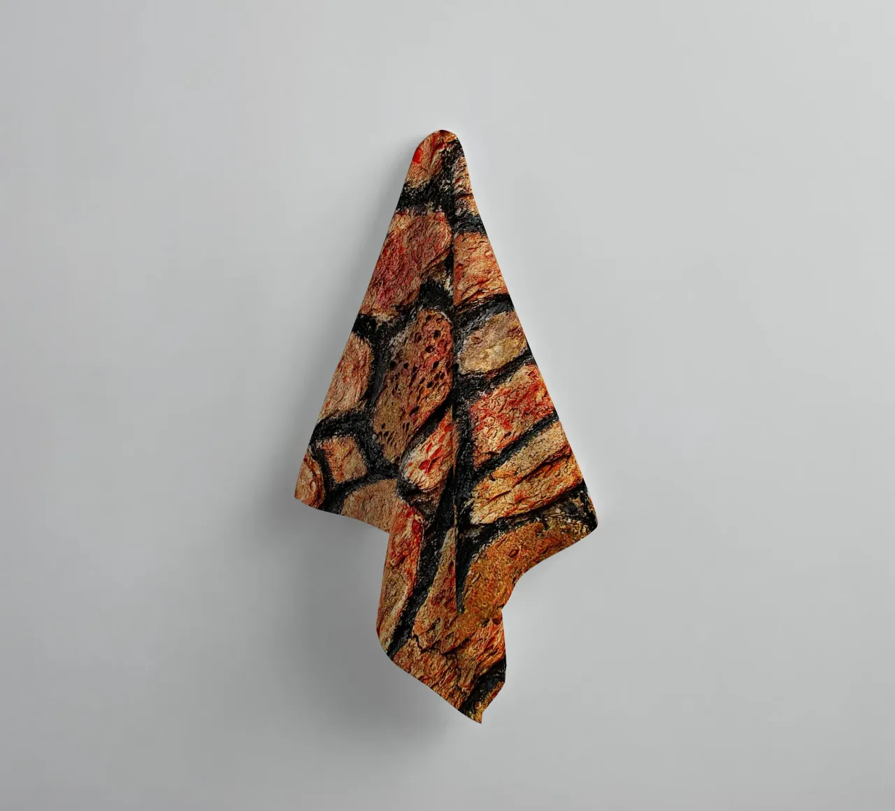 Red Stone Wall Texture – Subtle Spiral Abstract Art Print towel by jay