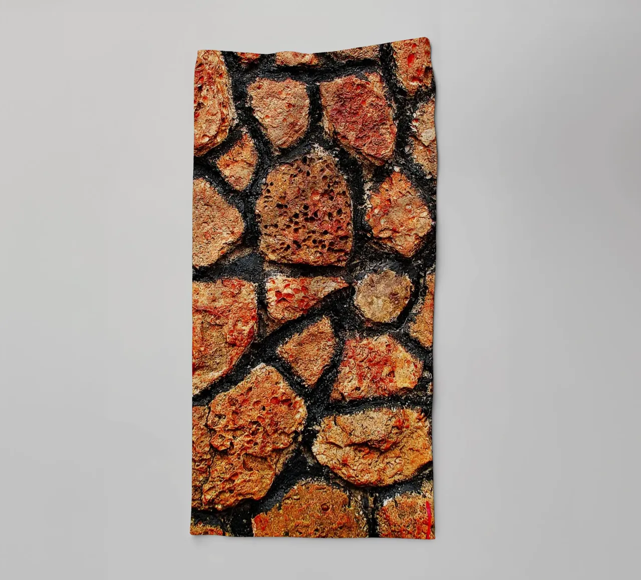 Red Stone Wall Texture – Subtle Spiral Abstract Art Print towel by jay