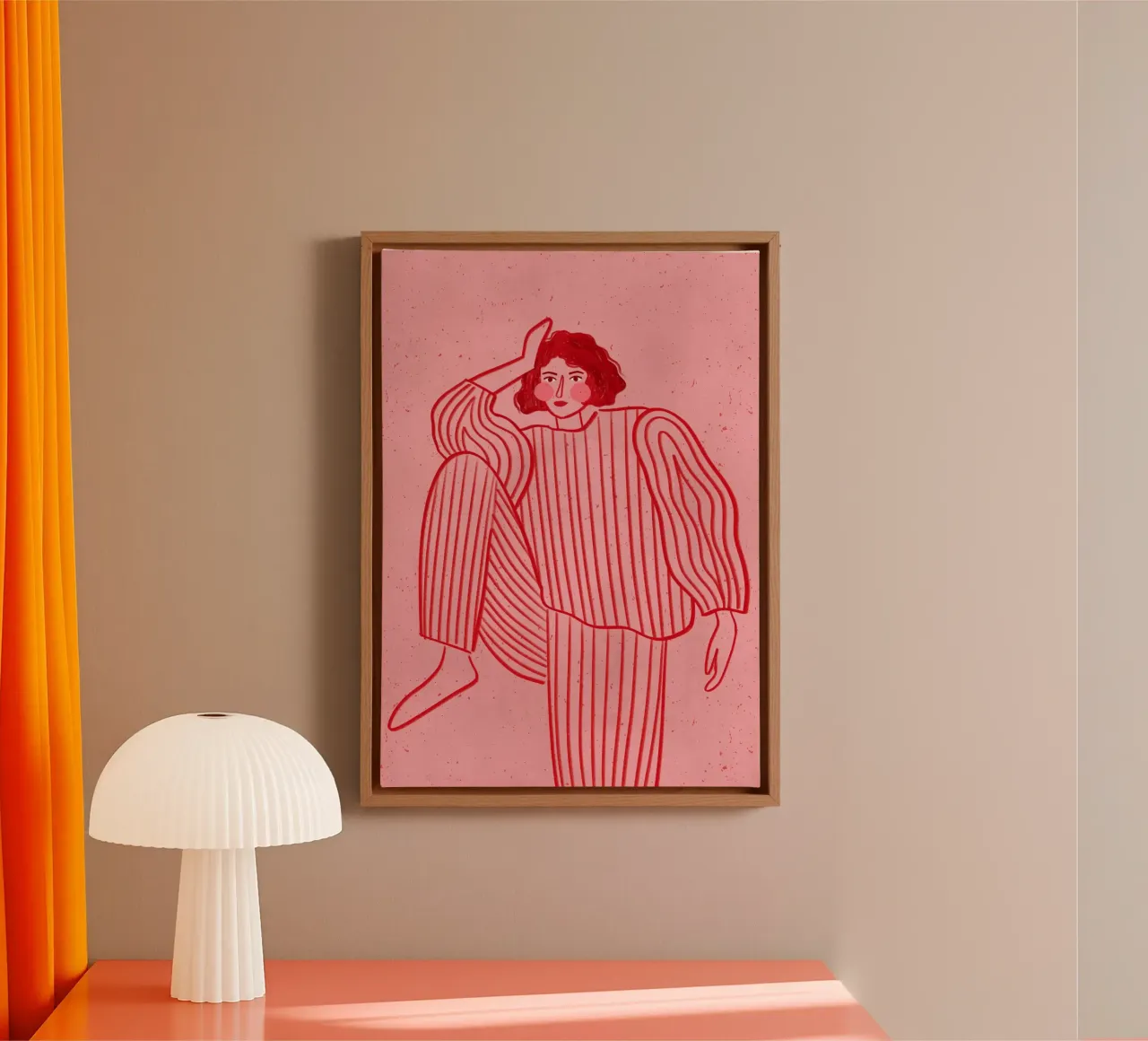 The Woman with the Striped Pyjama tela con Cornice a cassetta da Bea Mueller