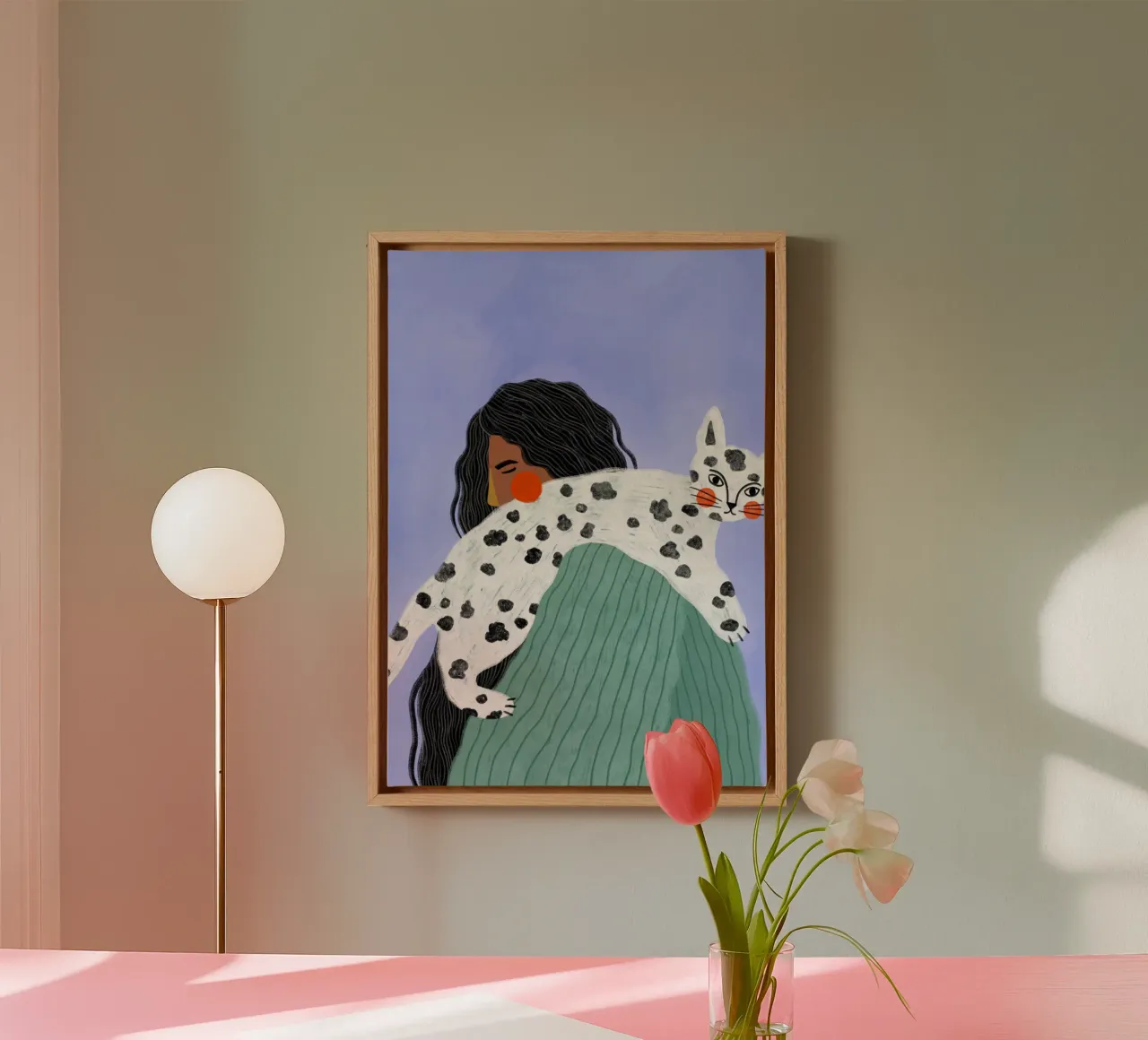 The Woman with the Cat tela con Cornice a cassetta da Bea Mueller