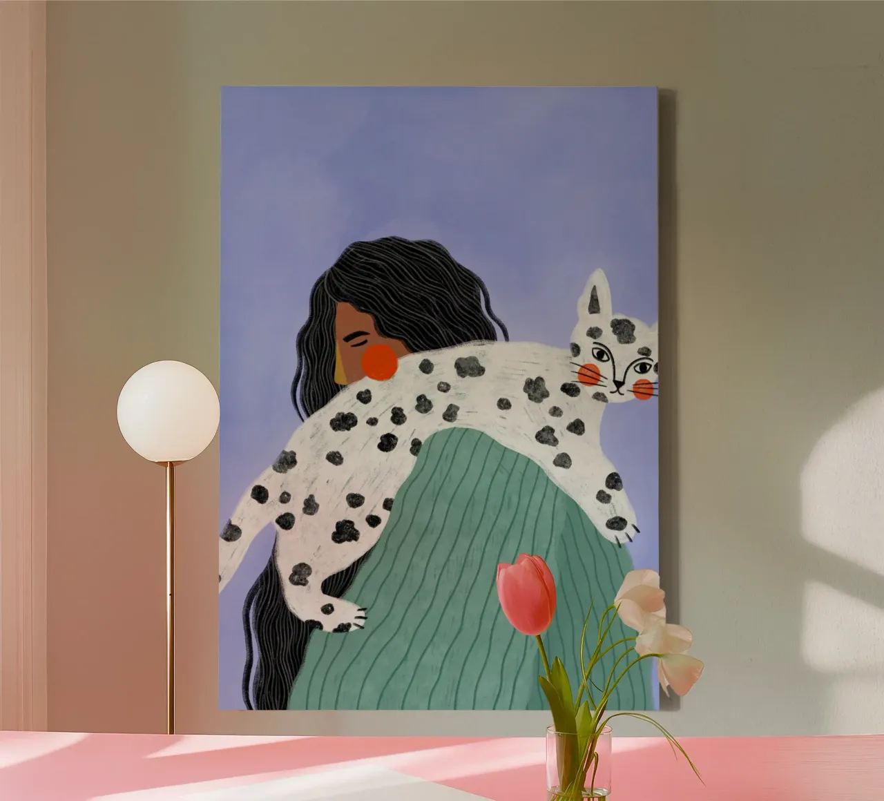 The Woman with the Cat tela con Cornice a cassetta da Bea Mueller