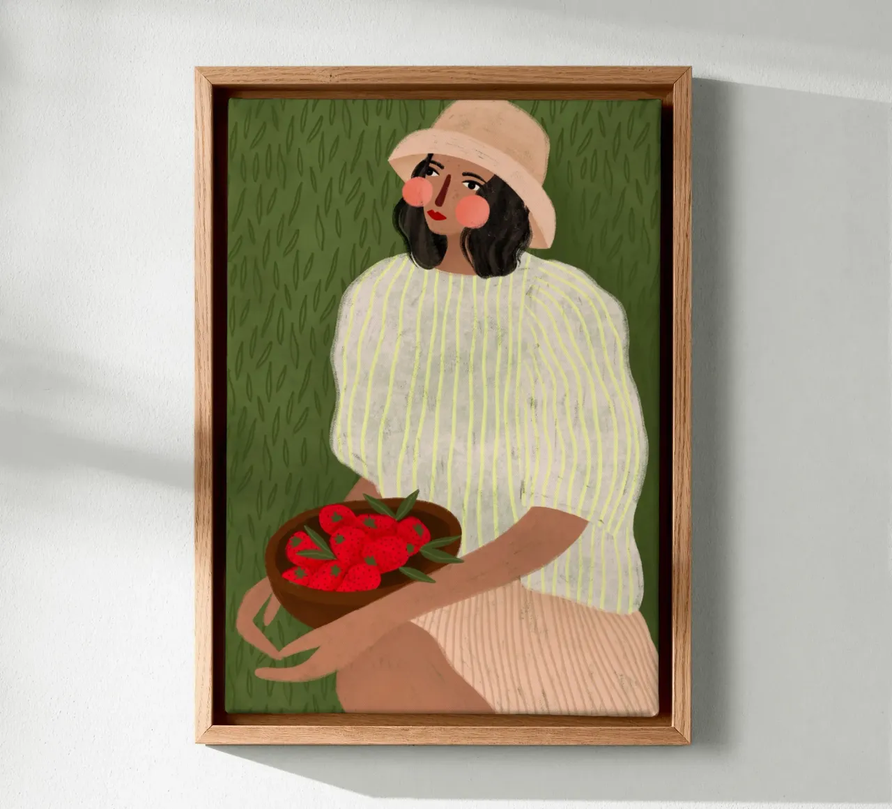 The Woman with the Strawberries tela con Cornice a cassetta da Bea Mueller