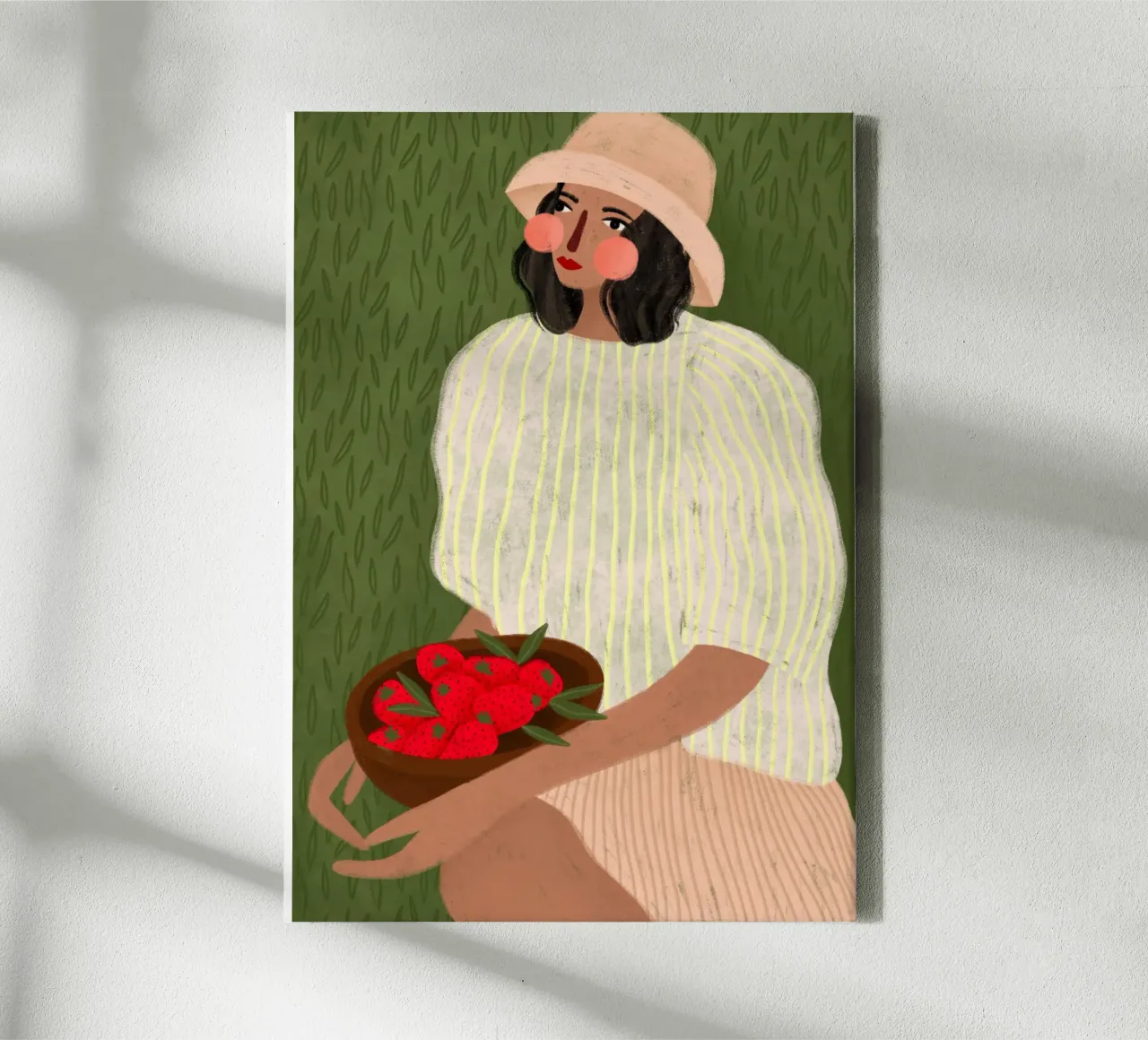 The Woman with the Strawberries tela con Cornice a cassetta da Bea Mueller