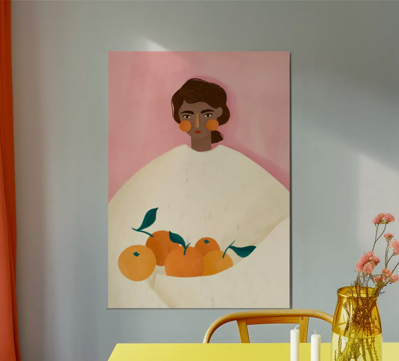 The Woman with the Oranges poster con telaio in alluminio da Bea Mueller