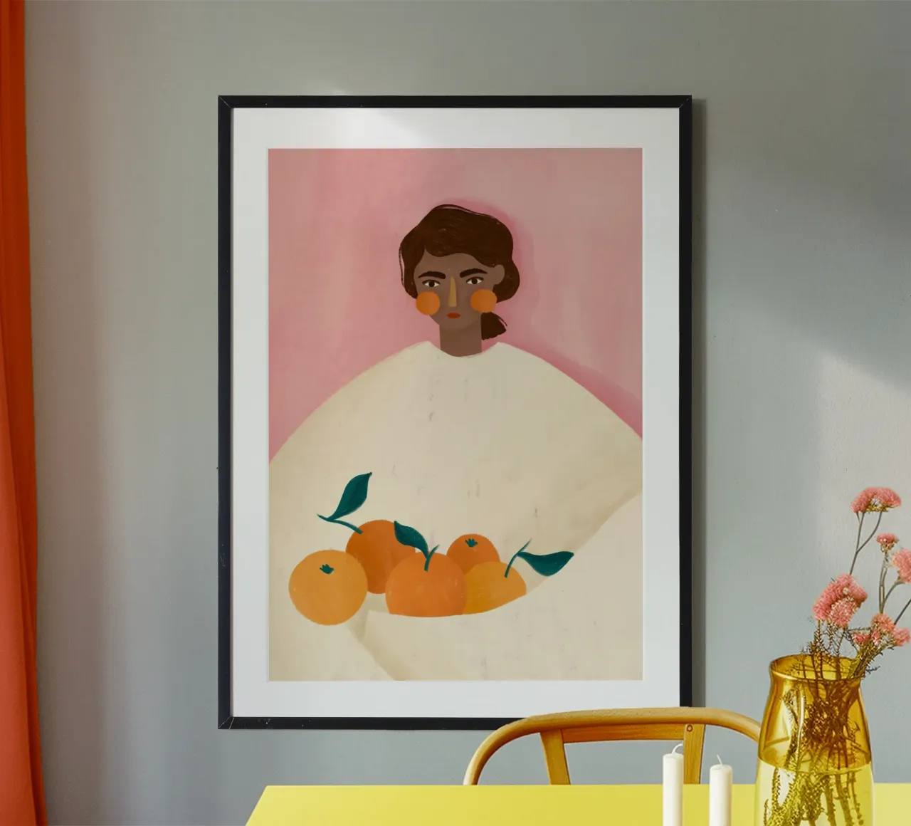 The Woman with the Oranges poster con telaio in alluminio da Bea Mueller