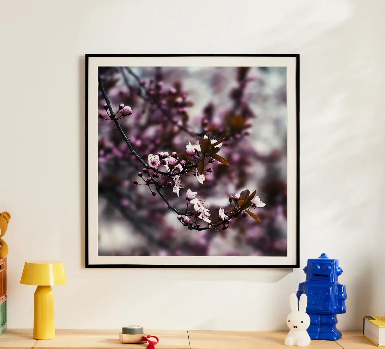 Spring Blossom Branch in Violet Hues – Fine Art Floral Print poster by jay
