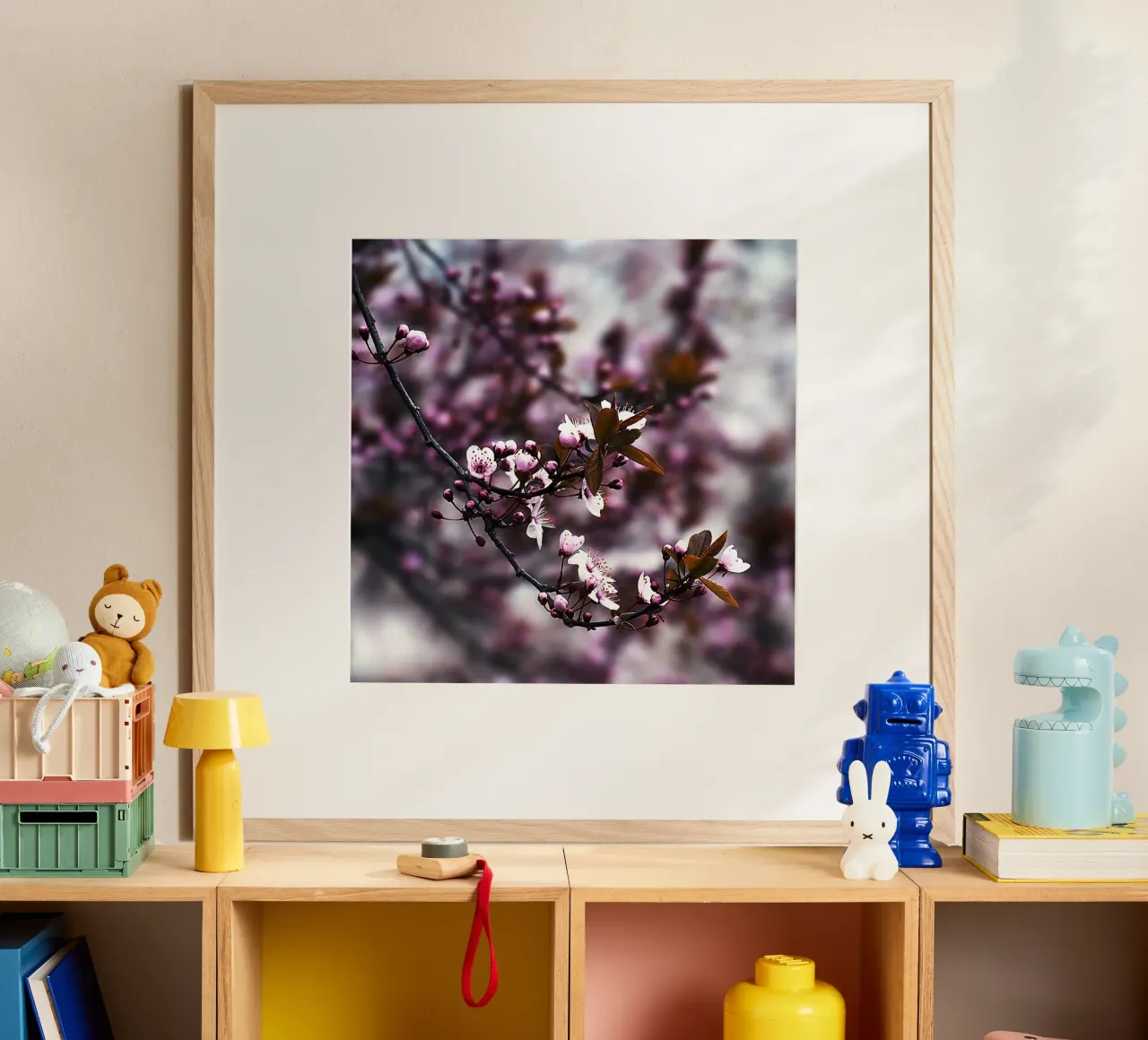 Spring Blossom Branch in Violet Hues – Fine Art Floral Print poster by jay