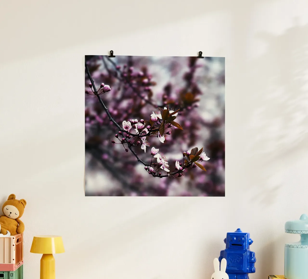 Spring Blossom Branch in Violet Hues – Fine Art Floral Print poster by jay