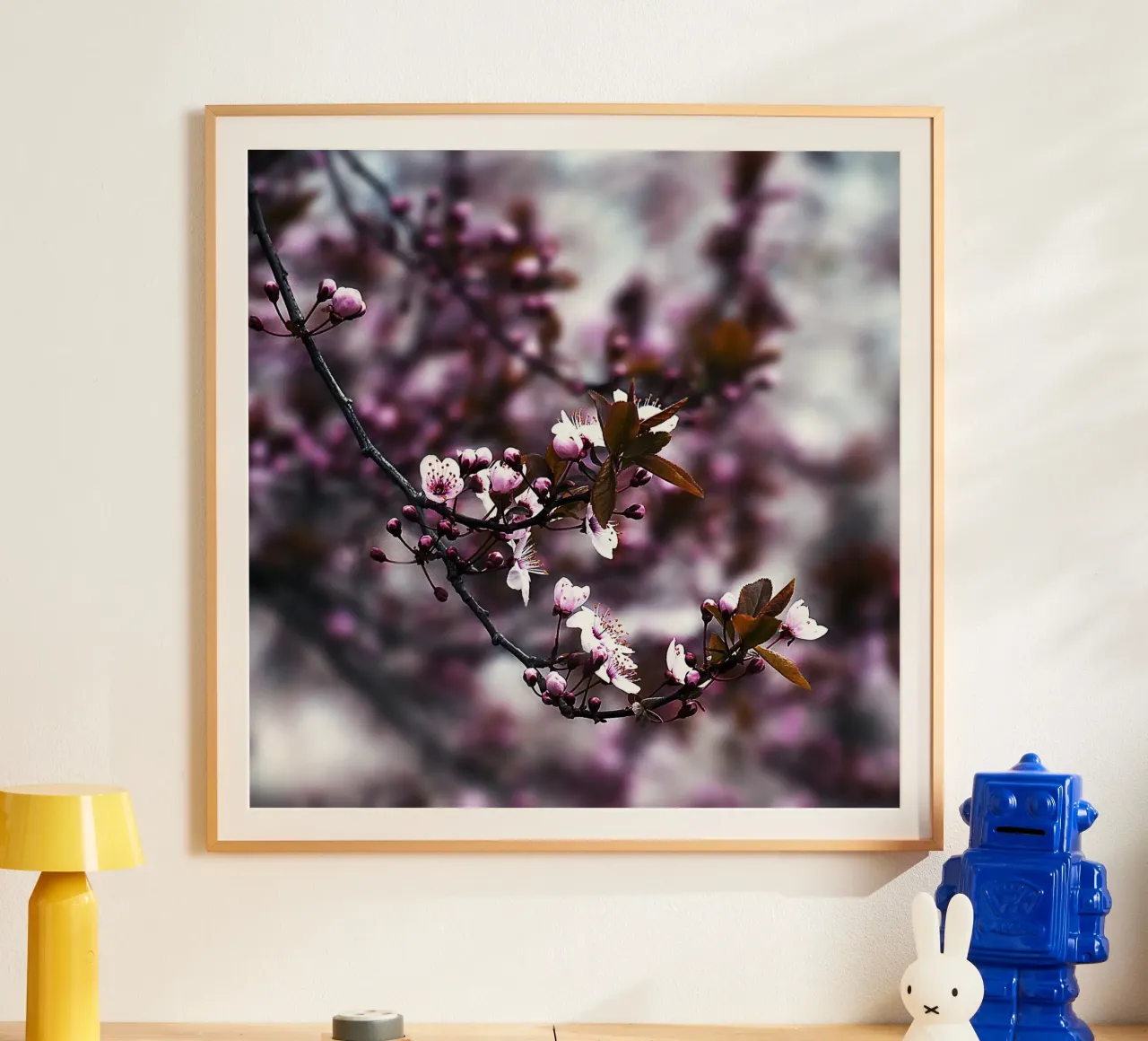 Spring Blossom Branch in Violet Hues – Fine Art Floral Print poster by jay