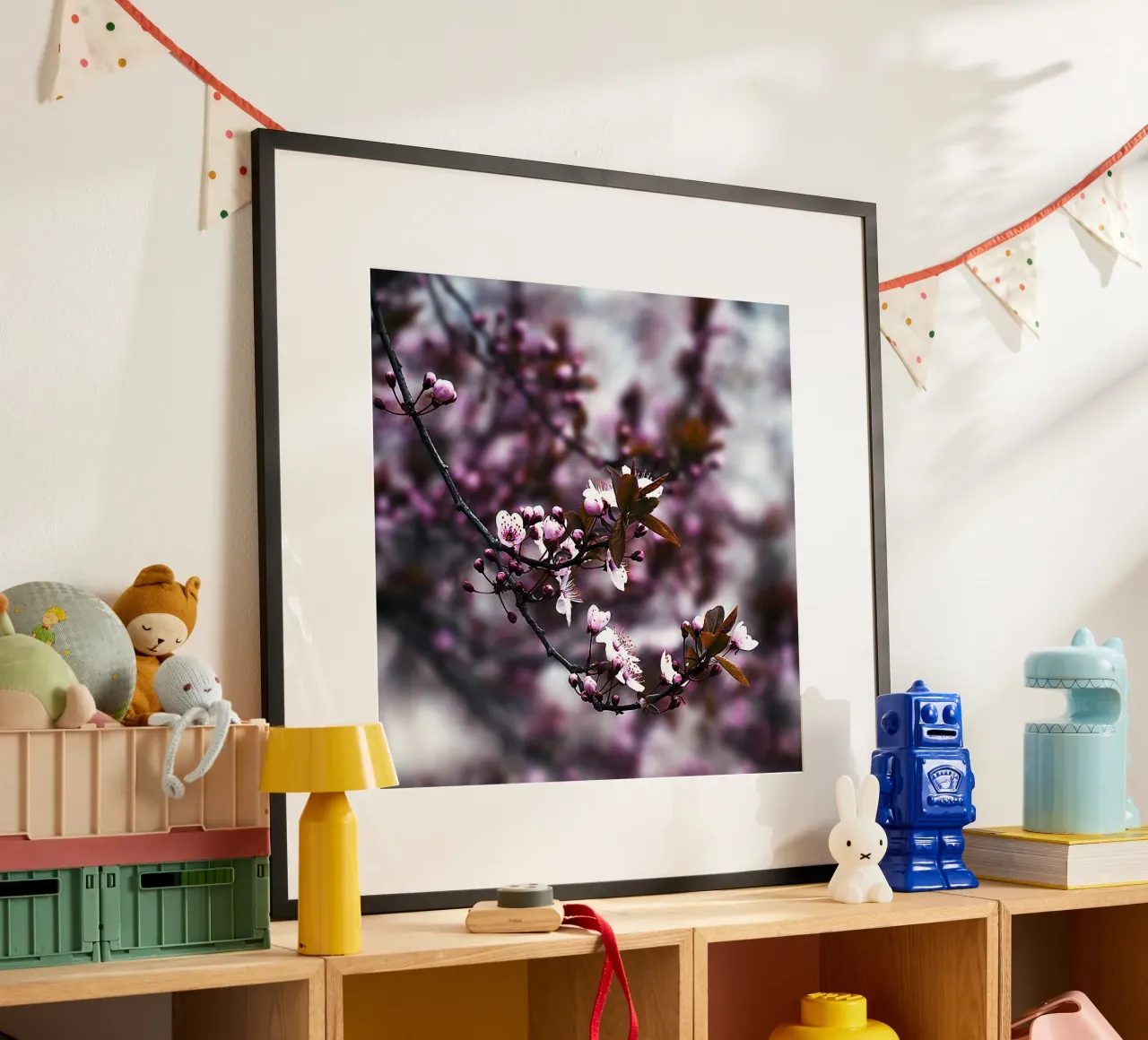 Spring Blossom Branch in Violet Hues – Fine Art Floral Print poster by jay