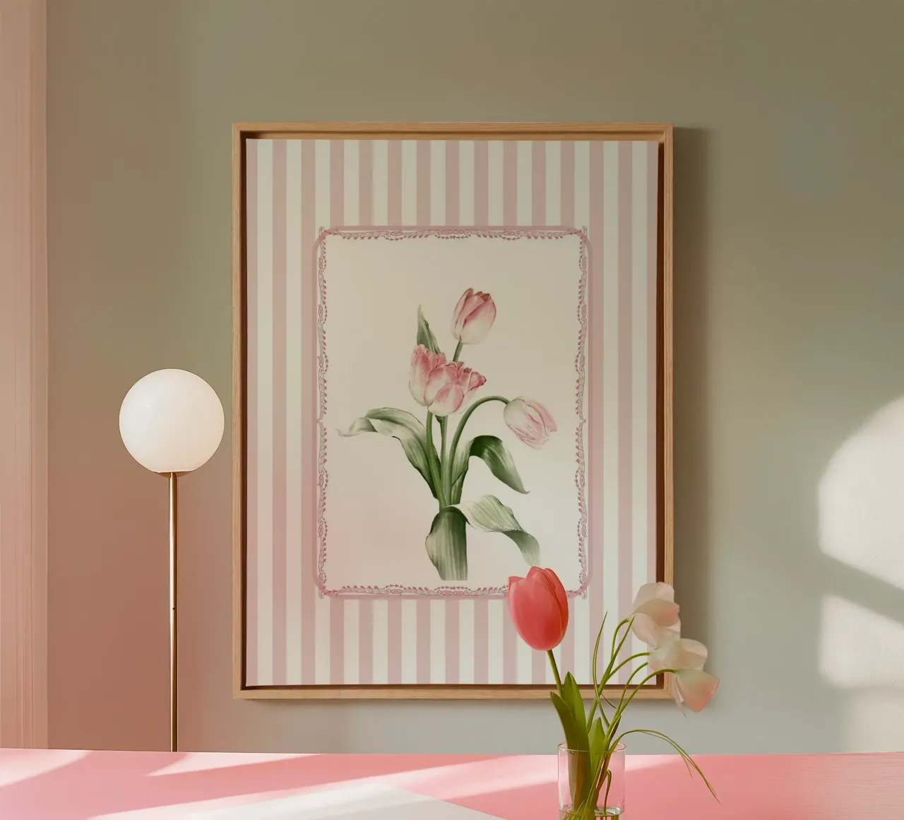 Tulipani rosa tela con Cornice a cassetta da IamHomeStudio