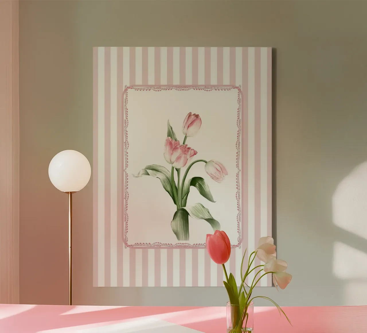 Tulipani rosa tela con Cornice a cassetta da IamHomeStudio