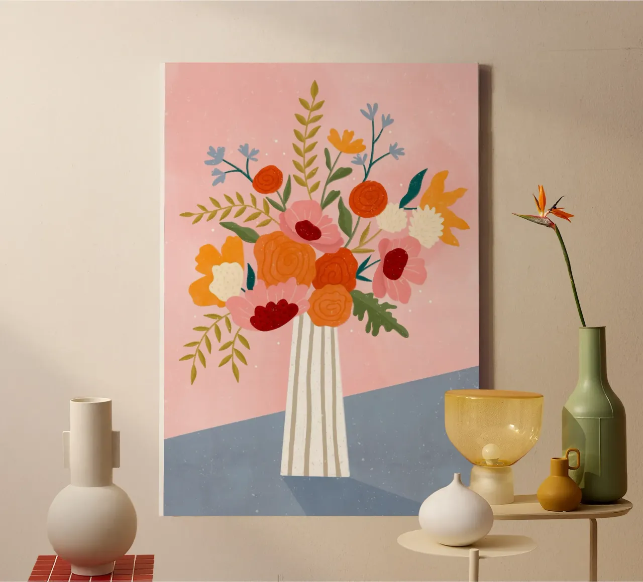 Vase with Flowers Leinwand mit Schattenfugenrahmen von Bea Mueller