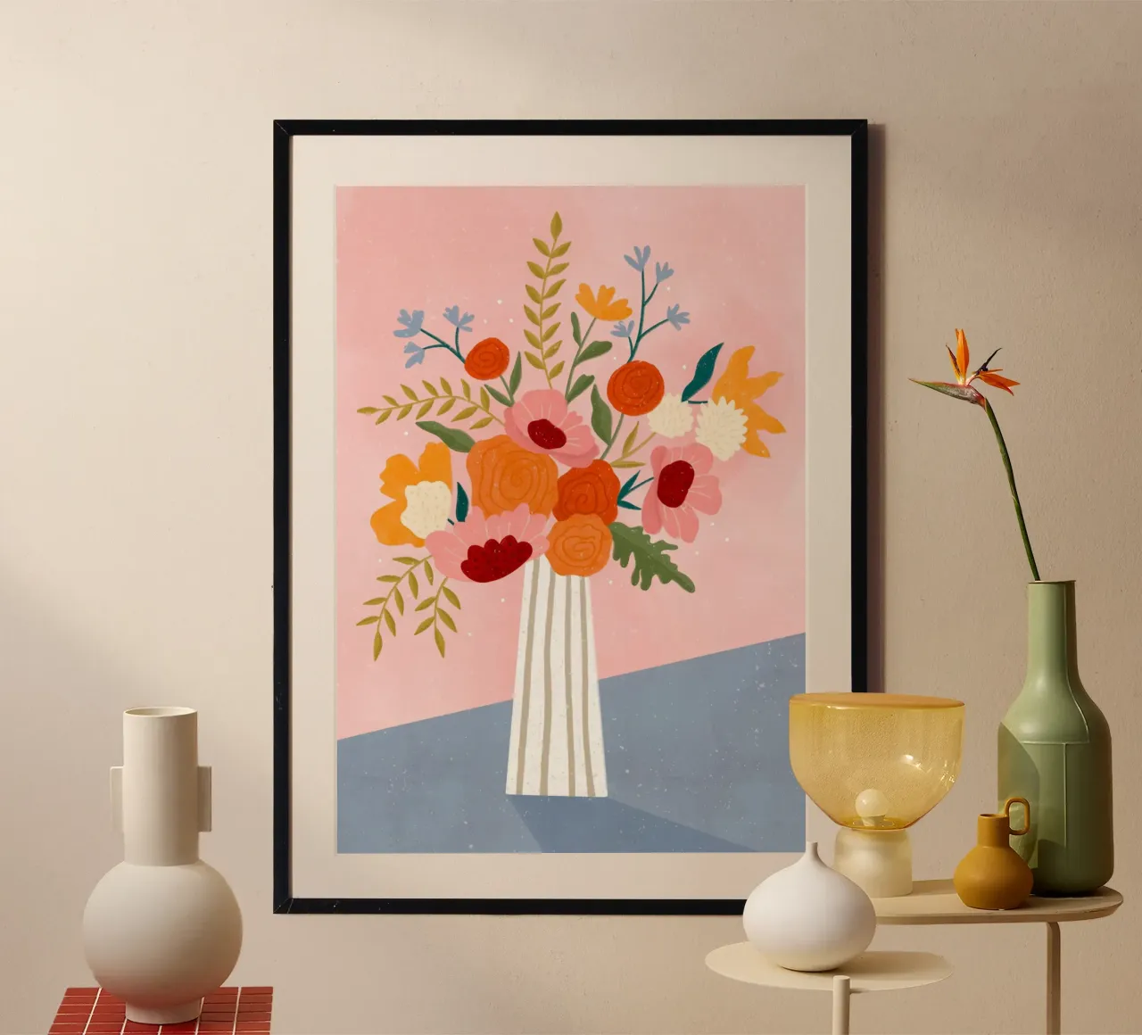 Vase with Flowers poster con telaio in alluminio da Bea Mueller