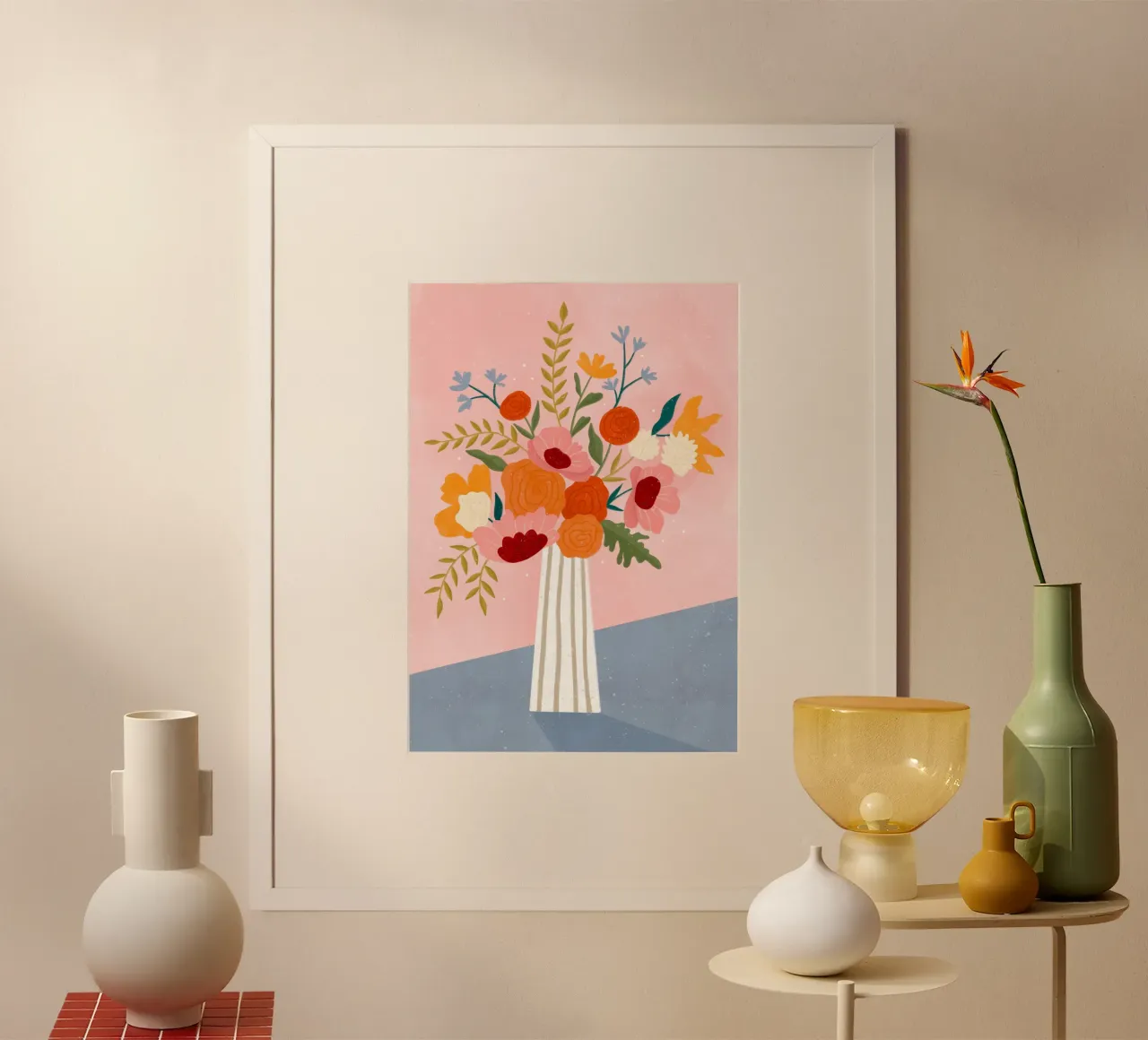 Vase with Flowers poster con telaio in alluminio da Bea Mueller