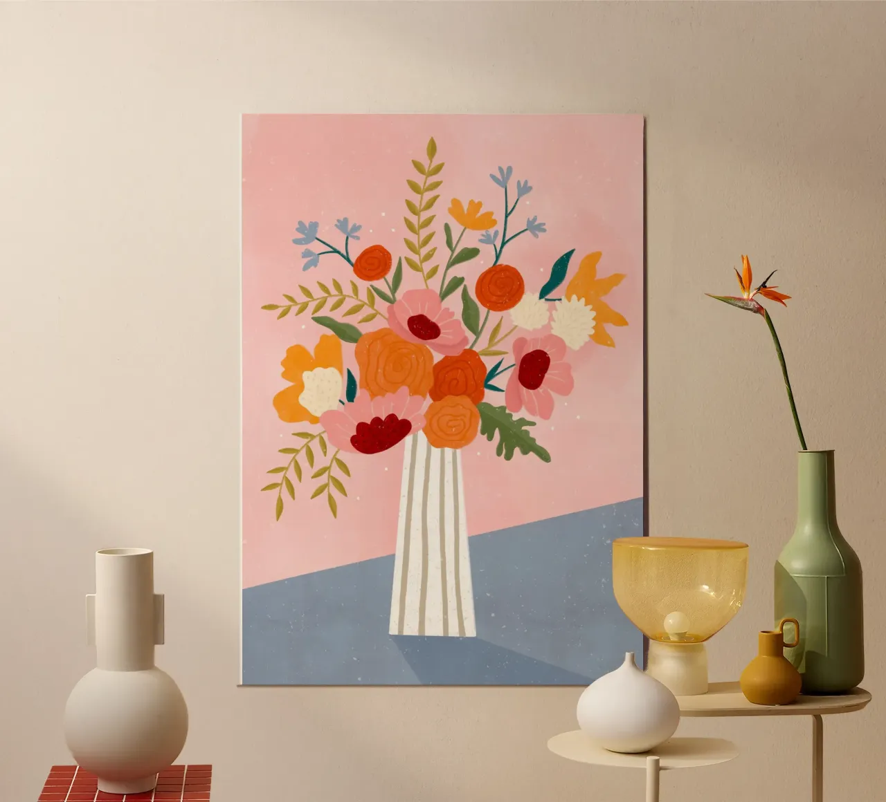 Vase with Flowers poster con telaio in alluminio da Bea Mueller