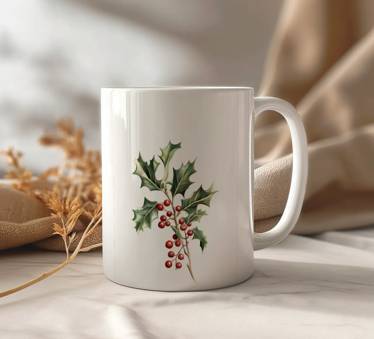 Hulst Kerstmis | Hulst Kerstmis Kunst keramische mok van Studio Vibe