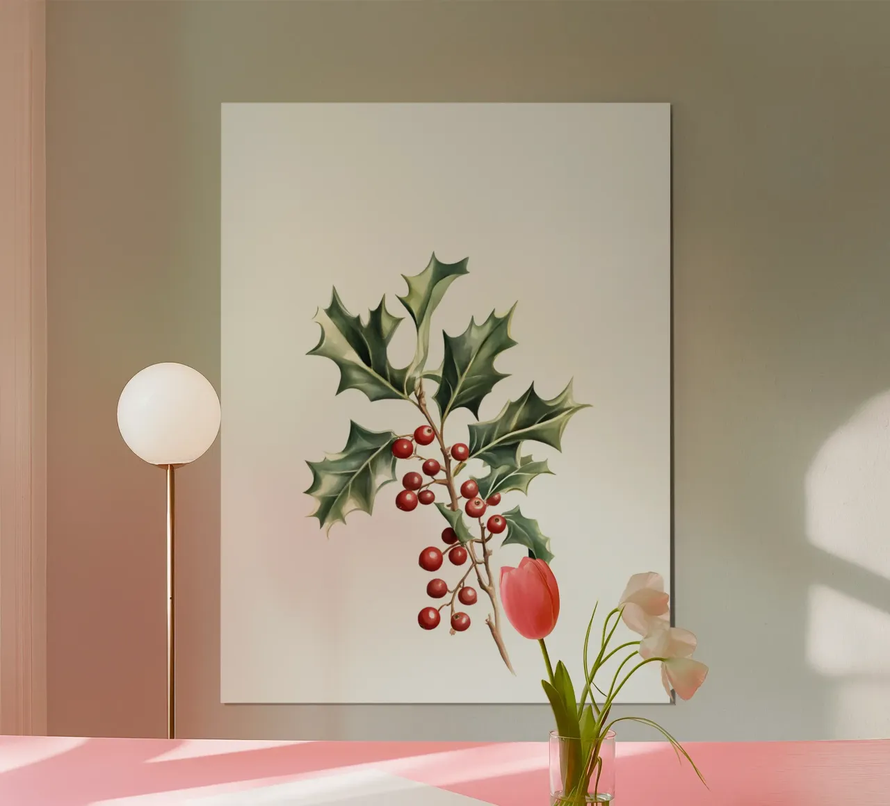 Hulst Kerstmis | Hulst Kerstmis Kunst poster met houten frame van Studio Vibe