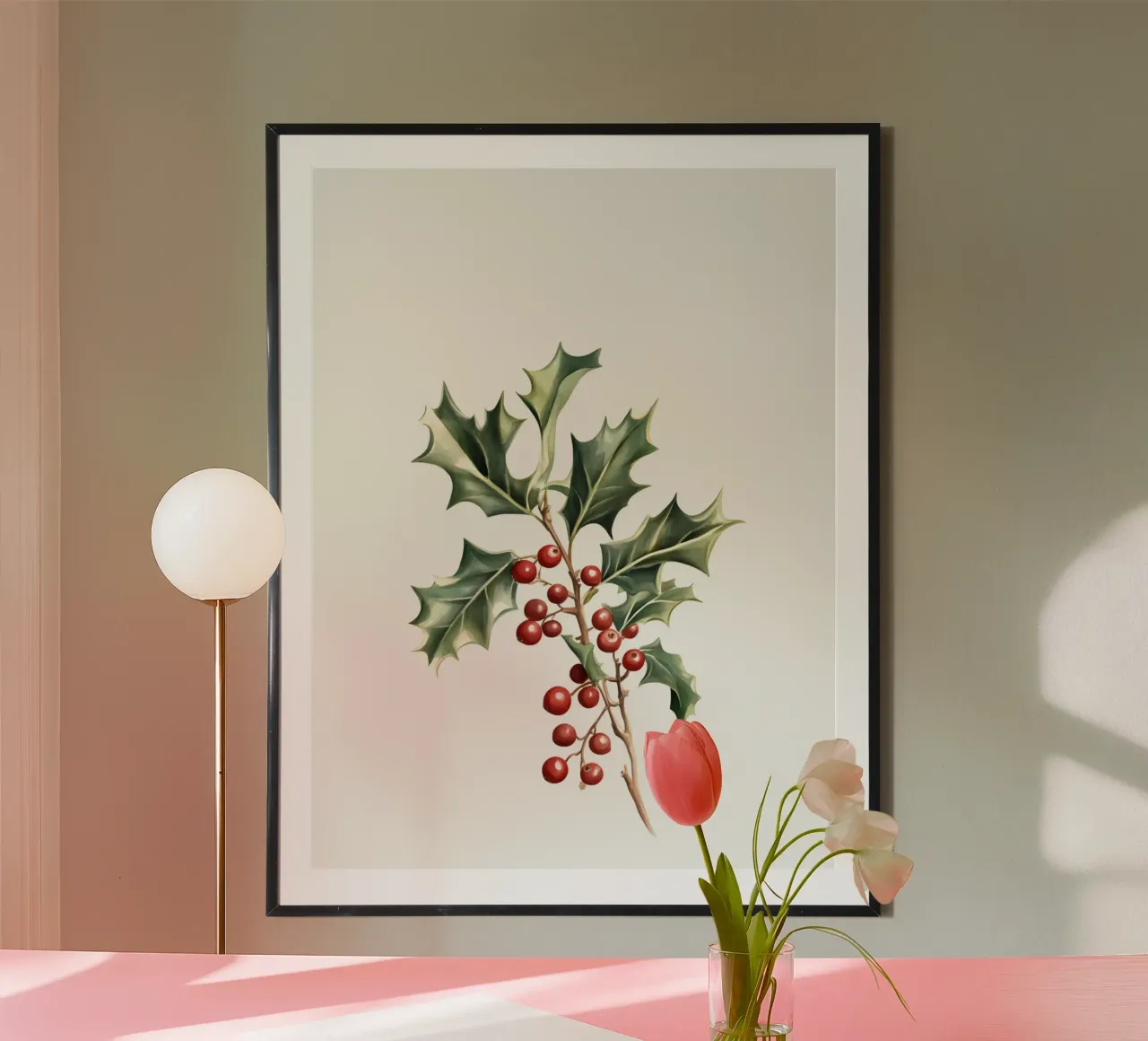 Hulst Kerstmis | Hulst Kerstmis Kunst poster met houten frame van Studio Vibe
